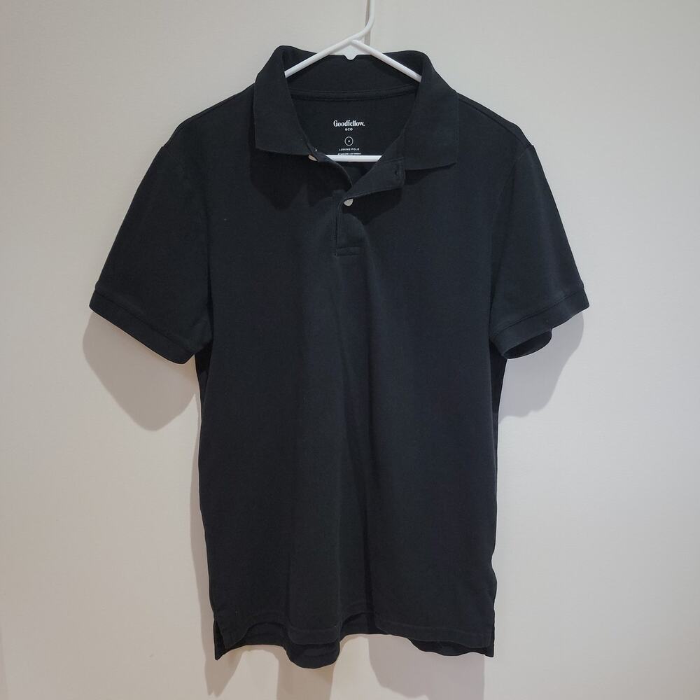 Goodfellow & Co Sz M Black Short Sleeve Polo Shirt